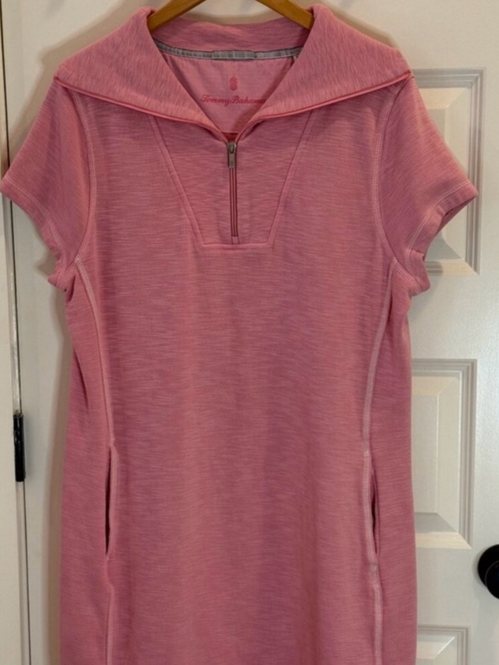 Tommy Bahama Pink Quarter Zip Short Sleeve Dress XL